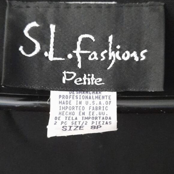 S. L. Fashions Petite Jeweled Black Cap Sleeve Top Size 8P - Picture 3 of 7